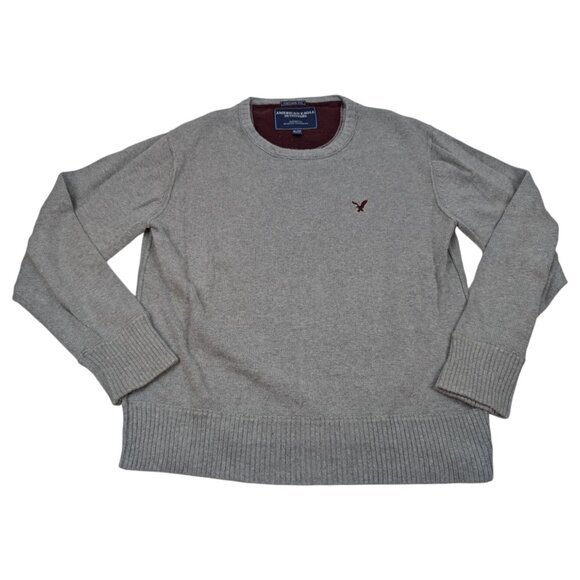 American Eagle Sweater Mens Gray Size XL Y2K Vintage Fit College‎ AEO - Picture 1 of 11